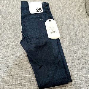 Rag & bone dark blue skinny jeans.